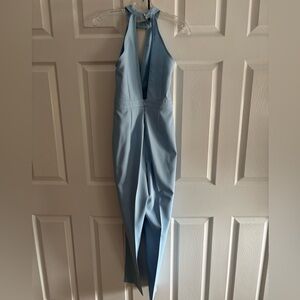 Missguided Light Blue Halter Jumpsuit